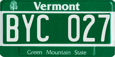VT license plate BYC027