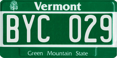 VT license plate BYC029