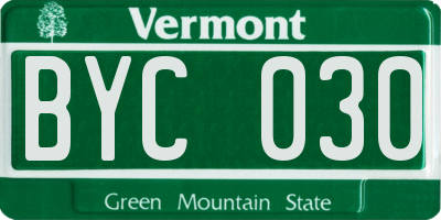VT license plate BYC030