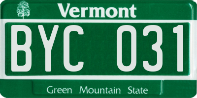 VT license plate BYC031