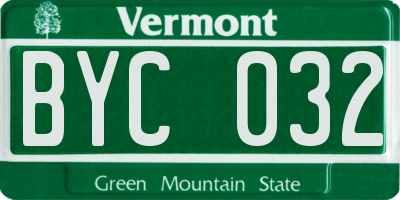 VT license plate BYC032