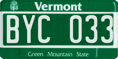 VT license plate BYC033