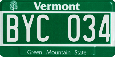 VT license plate BYC034