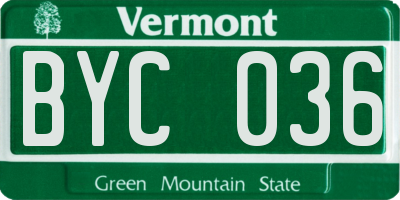 VT license plate BYC036