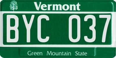 VT license plate BYC037