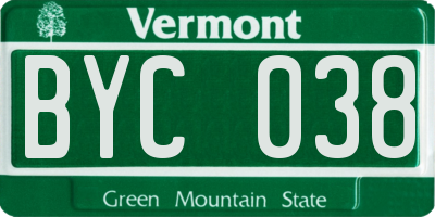 VT license plate BYC038