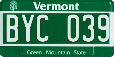 VT license plate BYC039