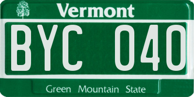 VT license plate BYC040