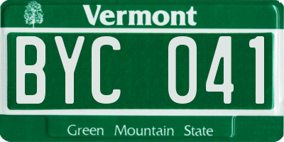 VT license plate BYC041