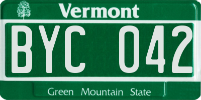 VT license plate BYC042