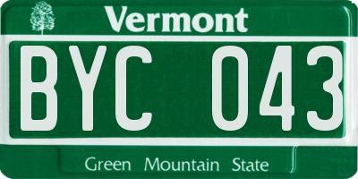 VT license plate BYC043