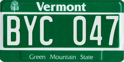 VT license plate BYC047