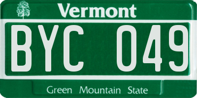 VT license plate BYC049