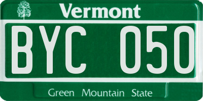 VT license plate BYC050
