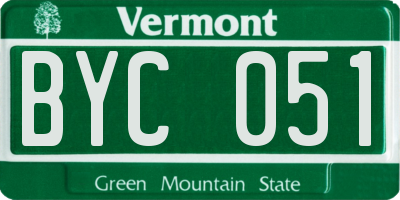 VT license plate BYC051