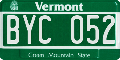 VT license plate BYC052