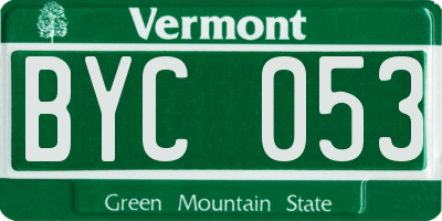 VT license plate BYC053