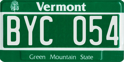 VT license plate BYC054