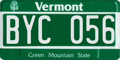VT license plate BYC056
