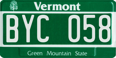VT license plate BYC058