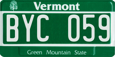 VT license plate BYC059