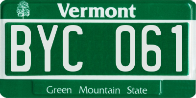 VT license plate BYC061