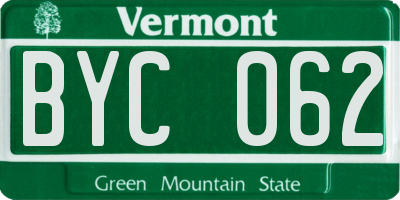 VT license plate BYC062