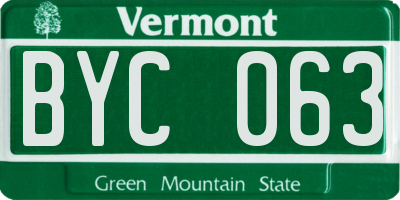 VT license plate BYC063