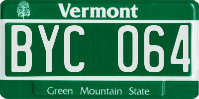VT license plate BYC064