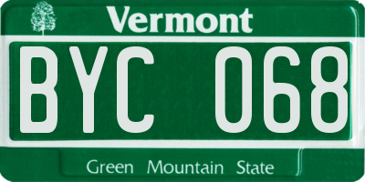 VT license plate BYC068