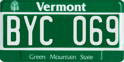 VT license plate BYC069