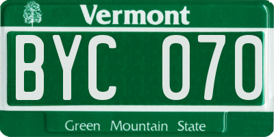 VT license plate BYC070