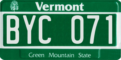 VT license plate BYC071