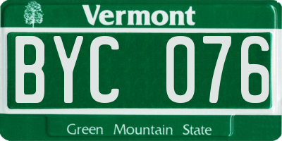 VT license plate BYC076