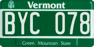 VT license plate BYC078