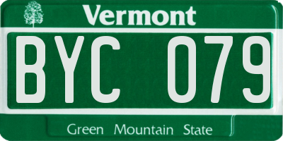 VT license plate BYC079
