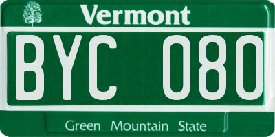 VT license plate BYC080