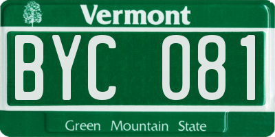 VT license plate BYC081