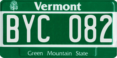 VT license plate BYC082
