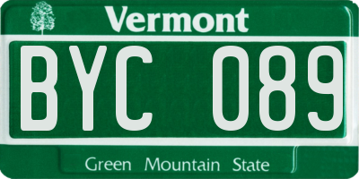 VT license plate BYC089