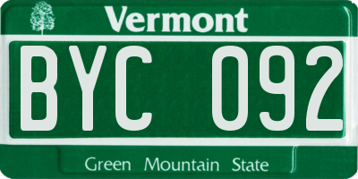 VT license plate BYC092