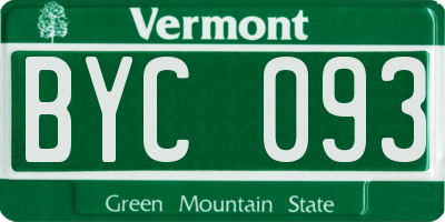 VT license plate BYC093