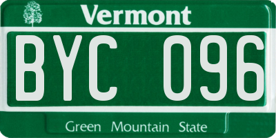 VT license plate BYC096