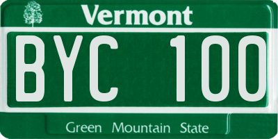 VT license plate BYC100