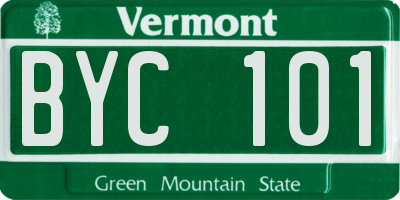 VT license plate BYC101