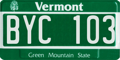 VT license plate BYC103