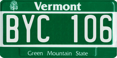 VT license plate BYC106