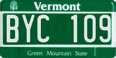 VT license plate BYC109