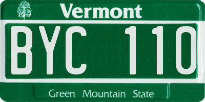 VT license plate BYC110