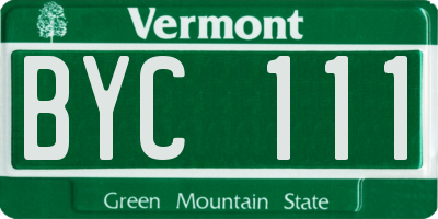 VT license plate BYC111